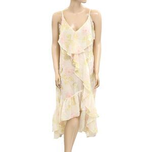 Free People Sunfaded Maxi Top Floral Printed Ruffle Slip Sheer Swing XS 280249